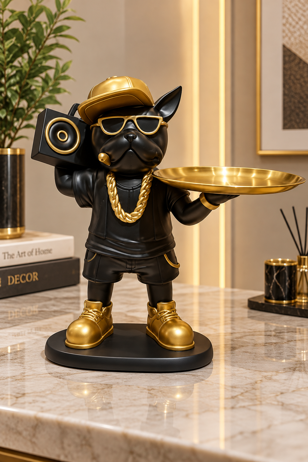 Golden Swagger Bulldog Décor