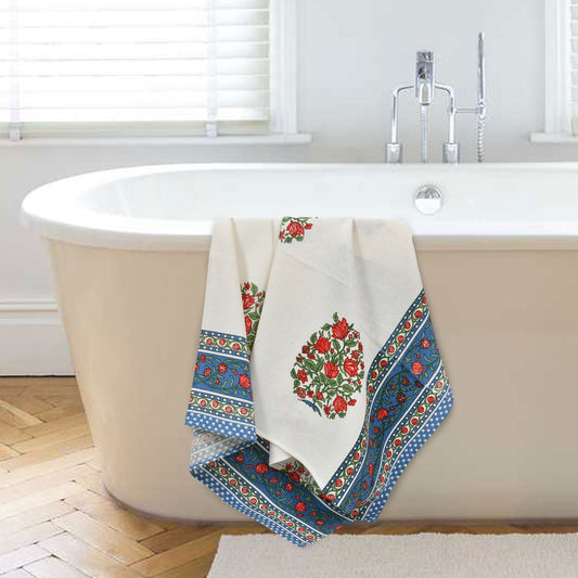 Azure Bloom waffle Towel Set