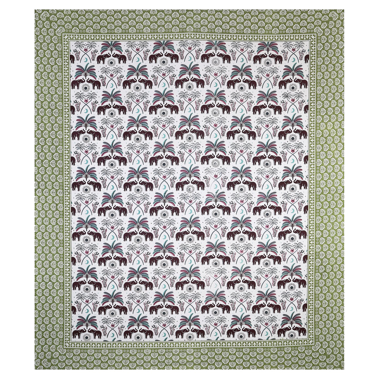 Royal Elephant Parade – Premium Cotton Jaipuri Printed Double Bedsheet with 2 Pillow Covers