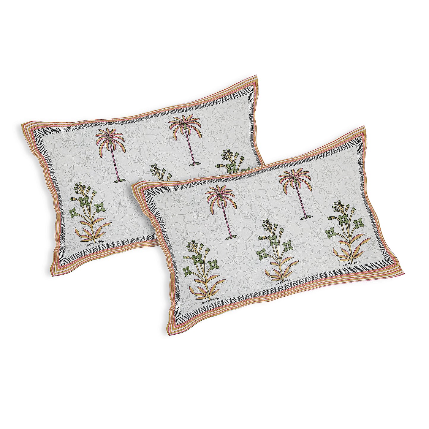 Blossom Bazaar – Premium Cotton Jaipuri Printed Double Bedsheet with 2 Pillow Covers