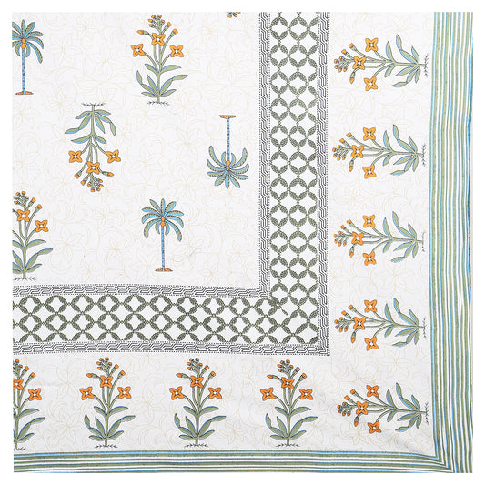 Banyan Bliss – Premium Cotton Jaipuri Printed Double Bedsheet with 2 Pillow Covers