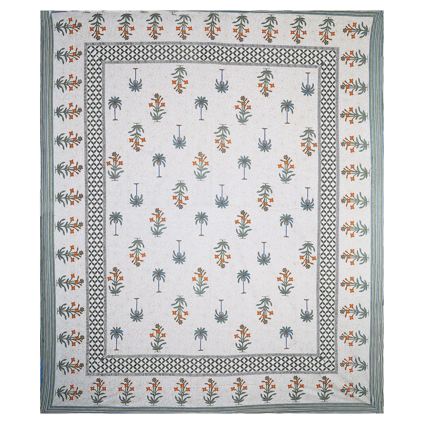 Banyan Bliss – Premium Cotton Jaipuri Printed Double Bedsheet with 2 Pillow Covers