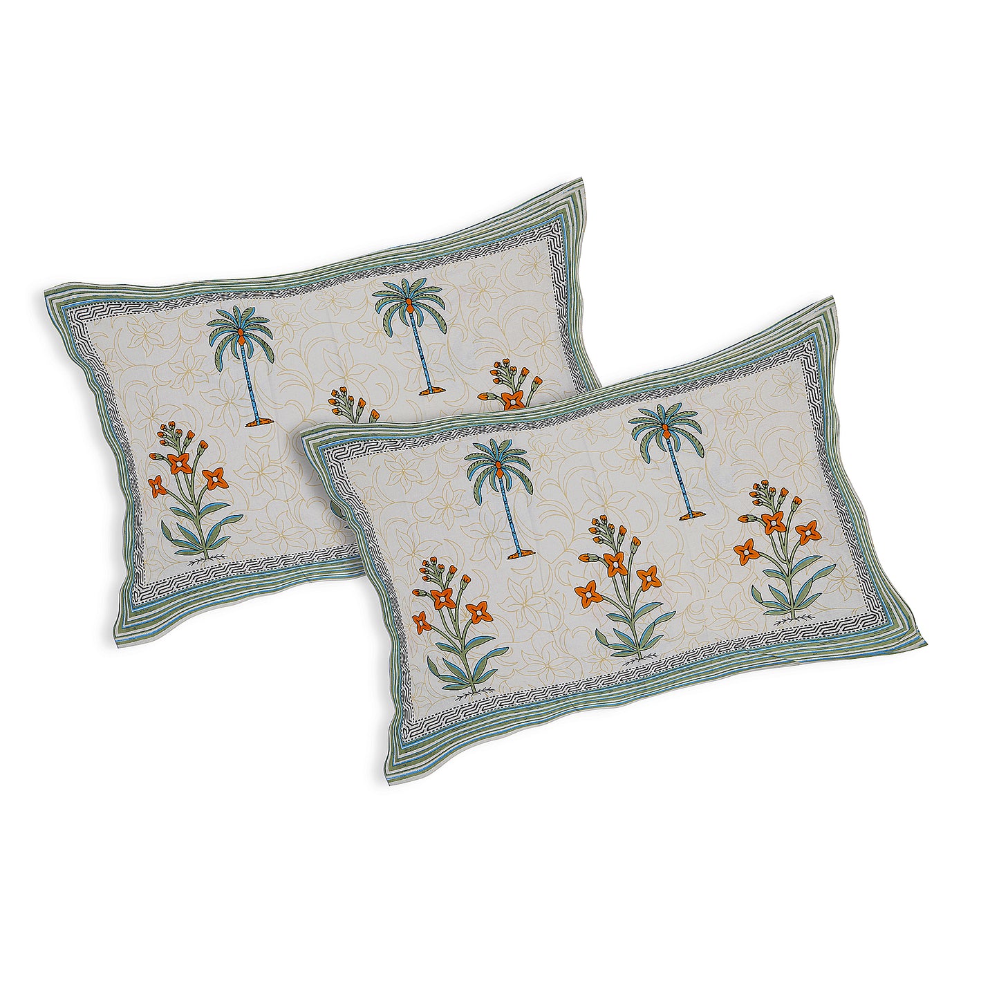 Banyan Bliss – Premium Cotton Jaipuri Printed Double Bedsheet with 2 Pillow Covers