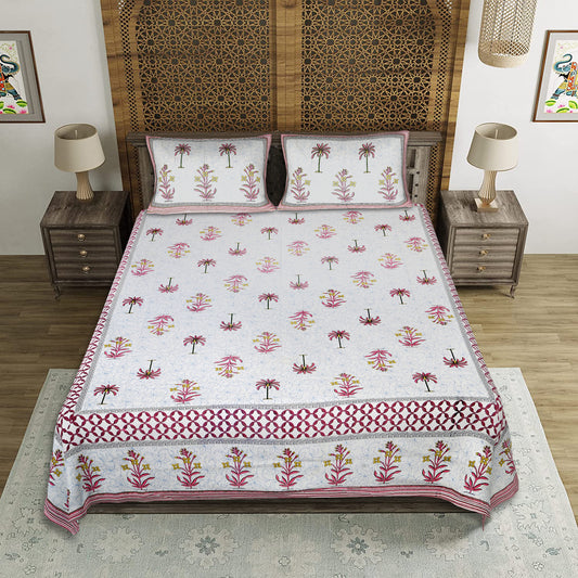 Garden of Jaipur – Premium Cotton Jaipuri Printed Double Bedsheet with 2 Pillow Covers