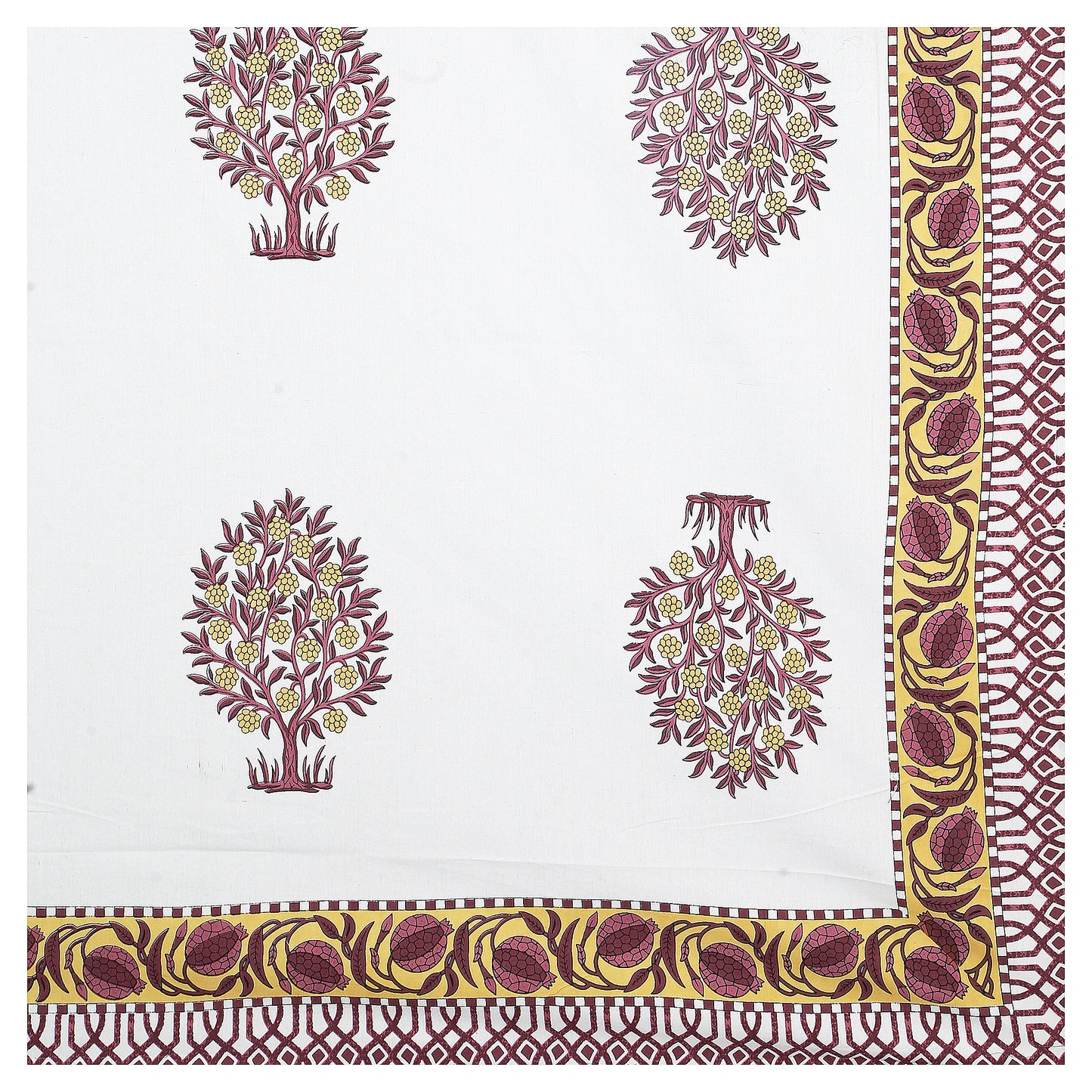 Maroon Mirage – Premium Cotton Jaipuri Printed Double Bedsheet with 2 Pillow Covers