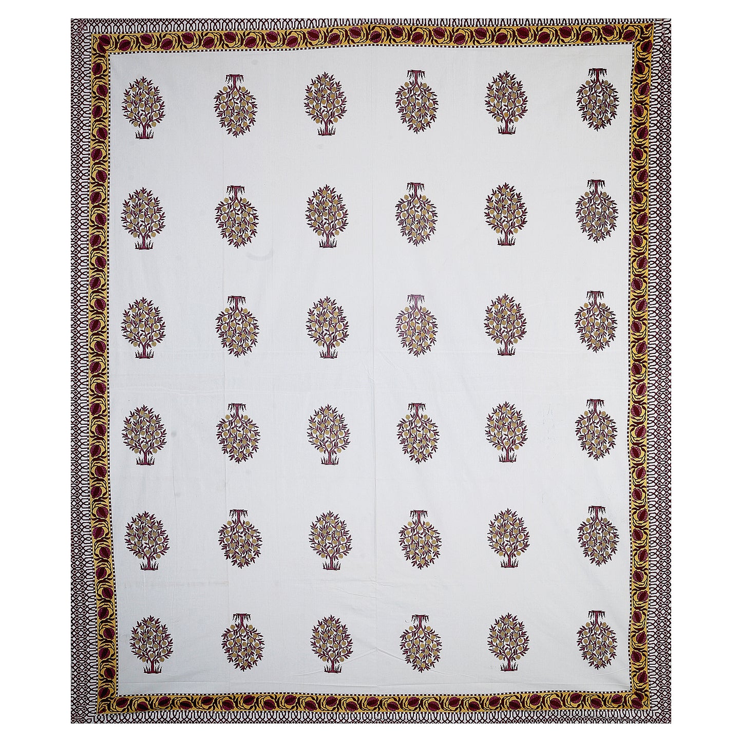 Maroon Mirage – Premium Cotton Jaipuri Printed Double Bedsheet with 2 Pillow Covers