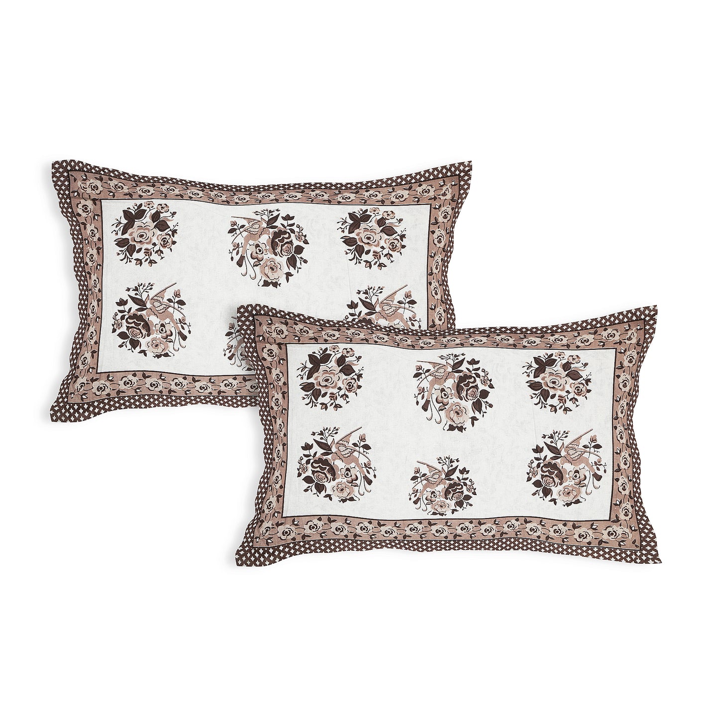 Saffron Heritage – Premium Cotton Jaipuri Printed Double Bedsheet with 2 Pillow Covers