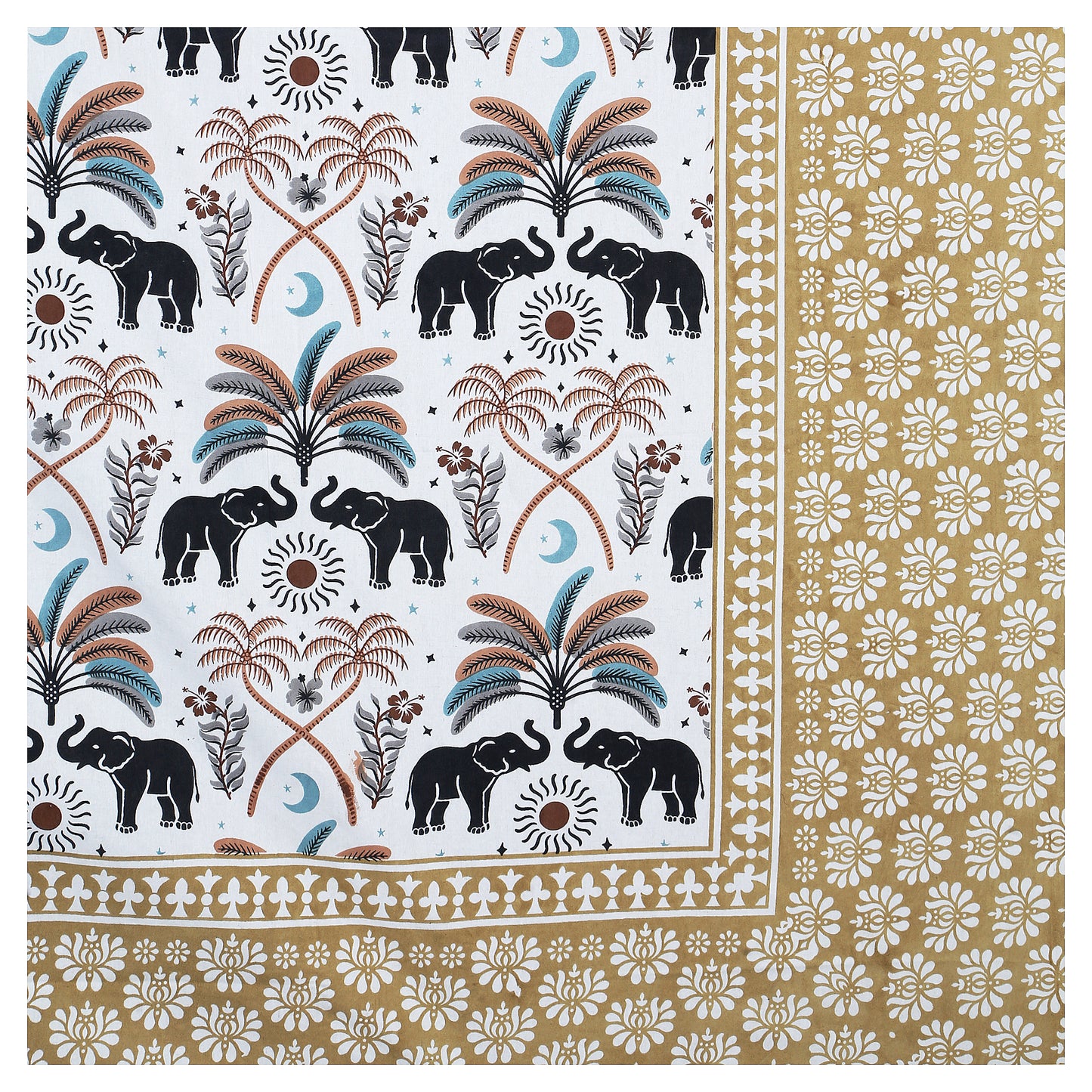 Tribal Tusk – Premium Cotton Jaipuri Printed Double Bedsheet with 2 Pillow Covers