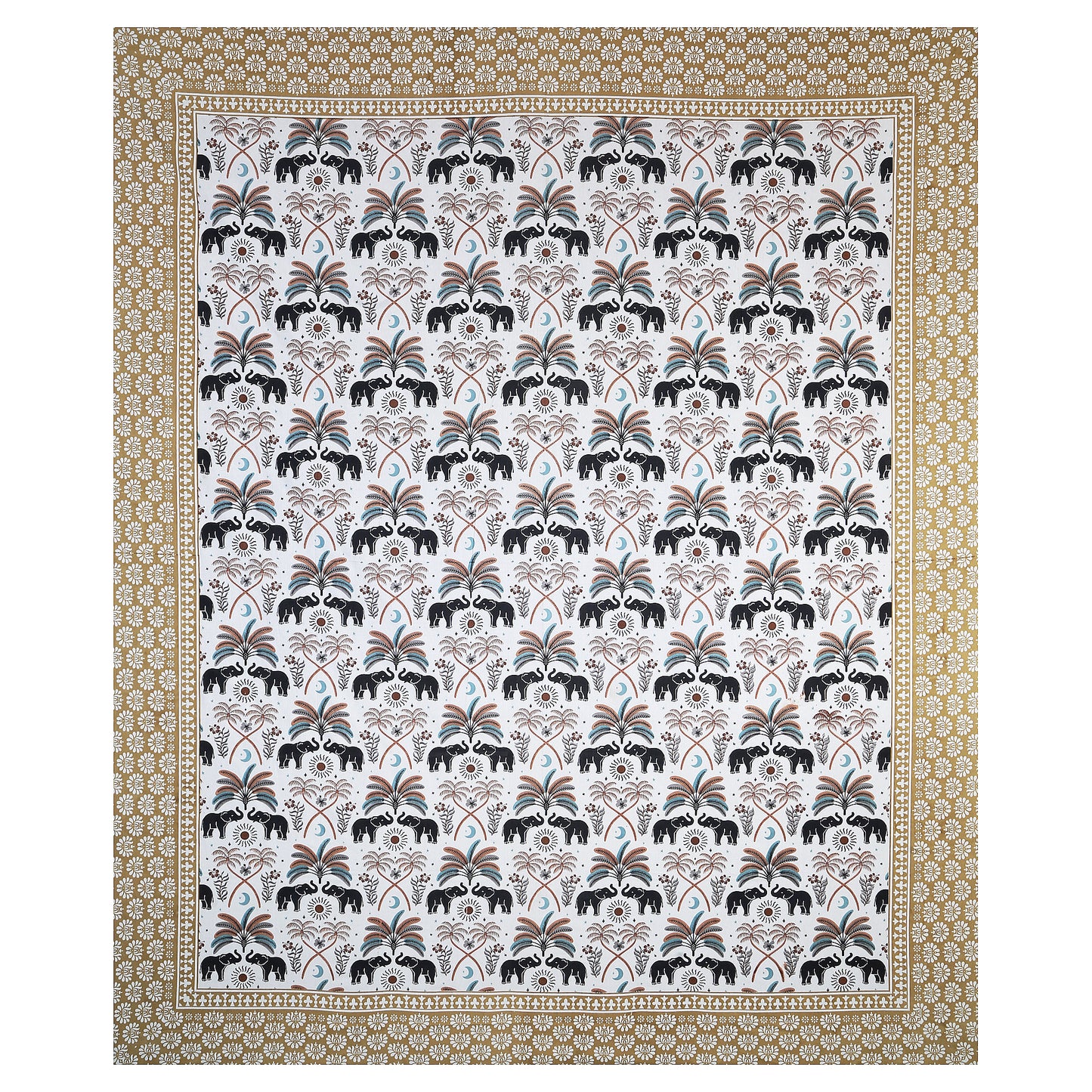 Tribal Tusk – Premium Cotton Jaipuri Printed Double Bedsheet with 2 Pillow Covers