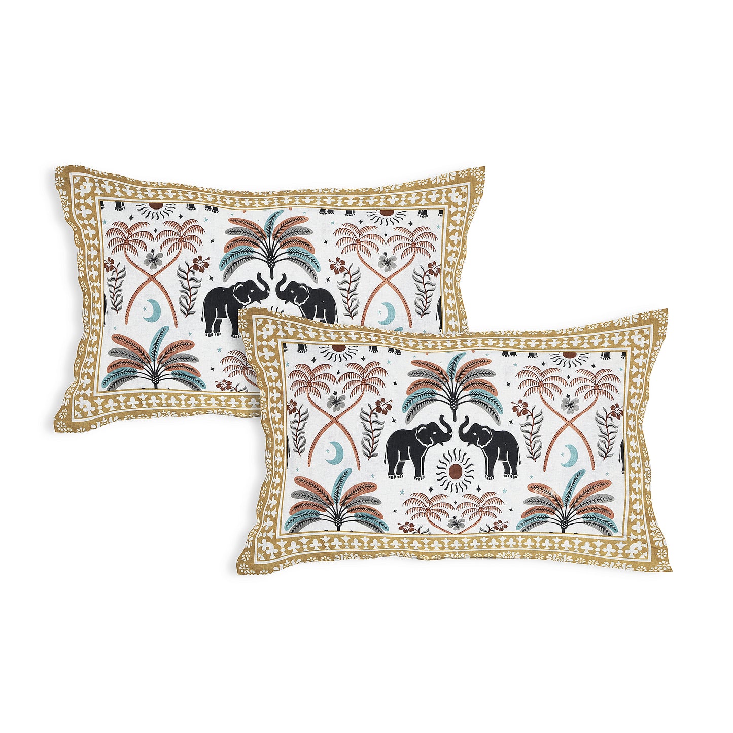 Tribal Tusk – Premium Cotton Jaipuri Printed Double Bedsheet with 2 Pillow Covers