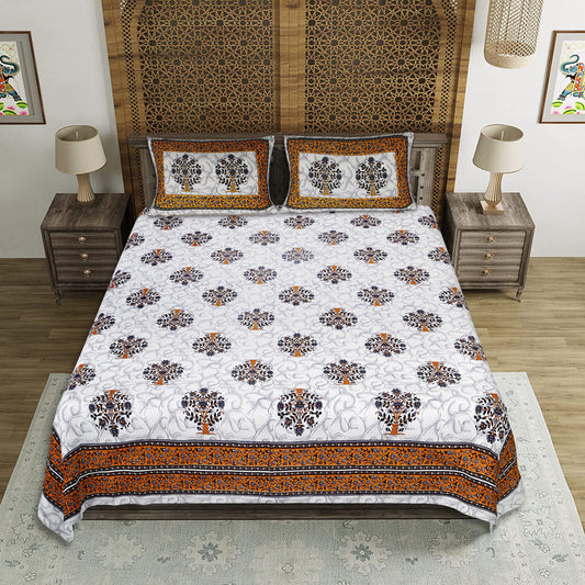 Jaipur Nights – Premium Cotton Jaipuri Printed Double Bedsheet with 2 Pillow Covers