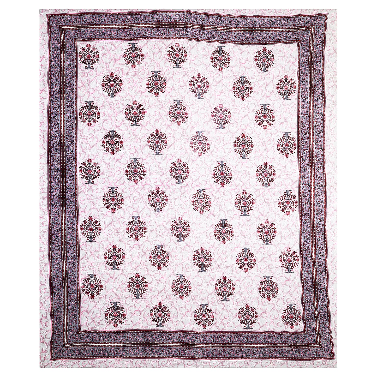 Cultural Comfort – Premium Cotton Jaipuri Printed Double Bedsheet with 2 Pillow Covers