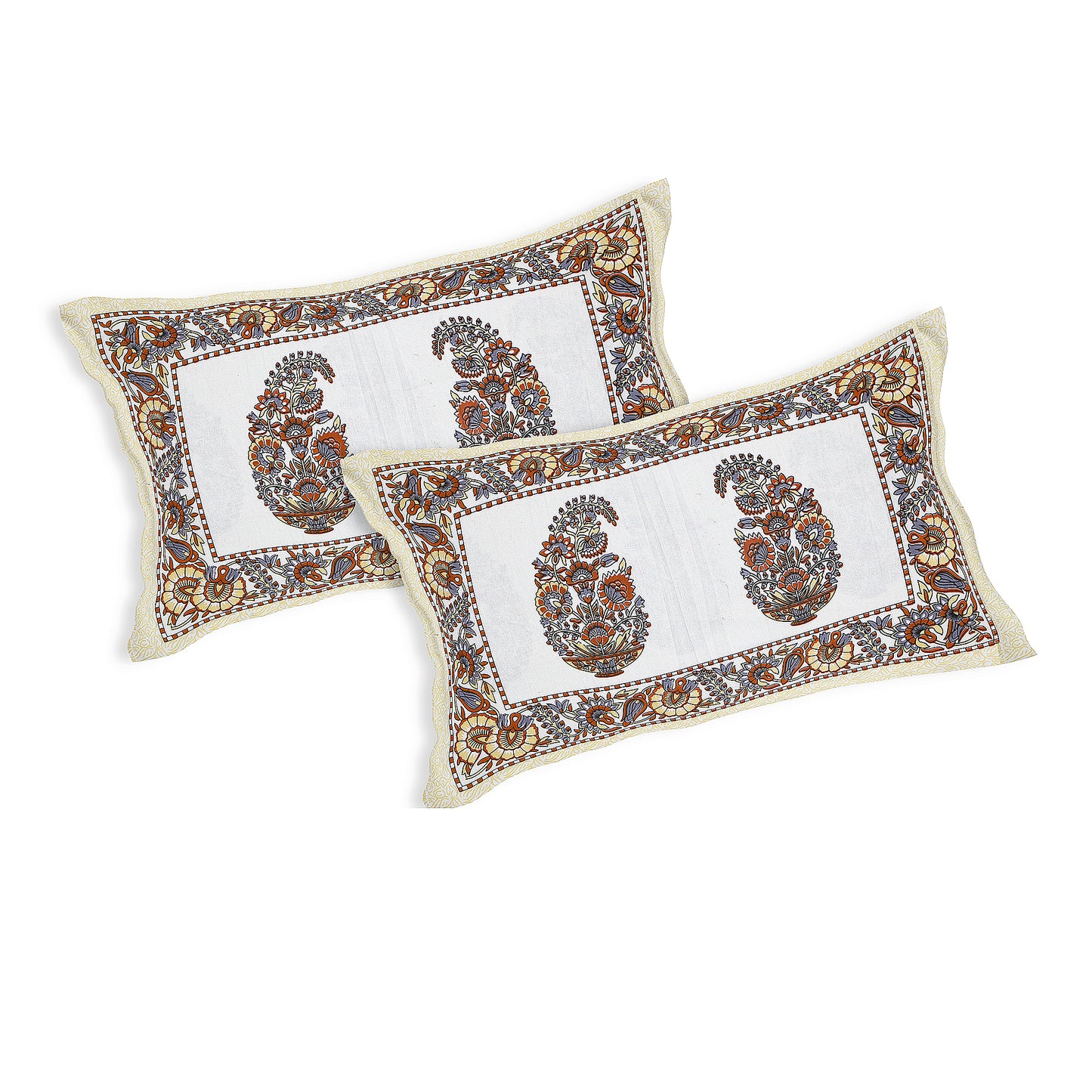 Rajwada Luxe – Premium Cotton Jaipuri Printed Double Bedsheet with 2 Pillow Covers
