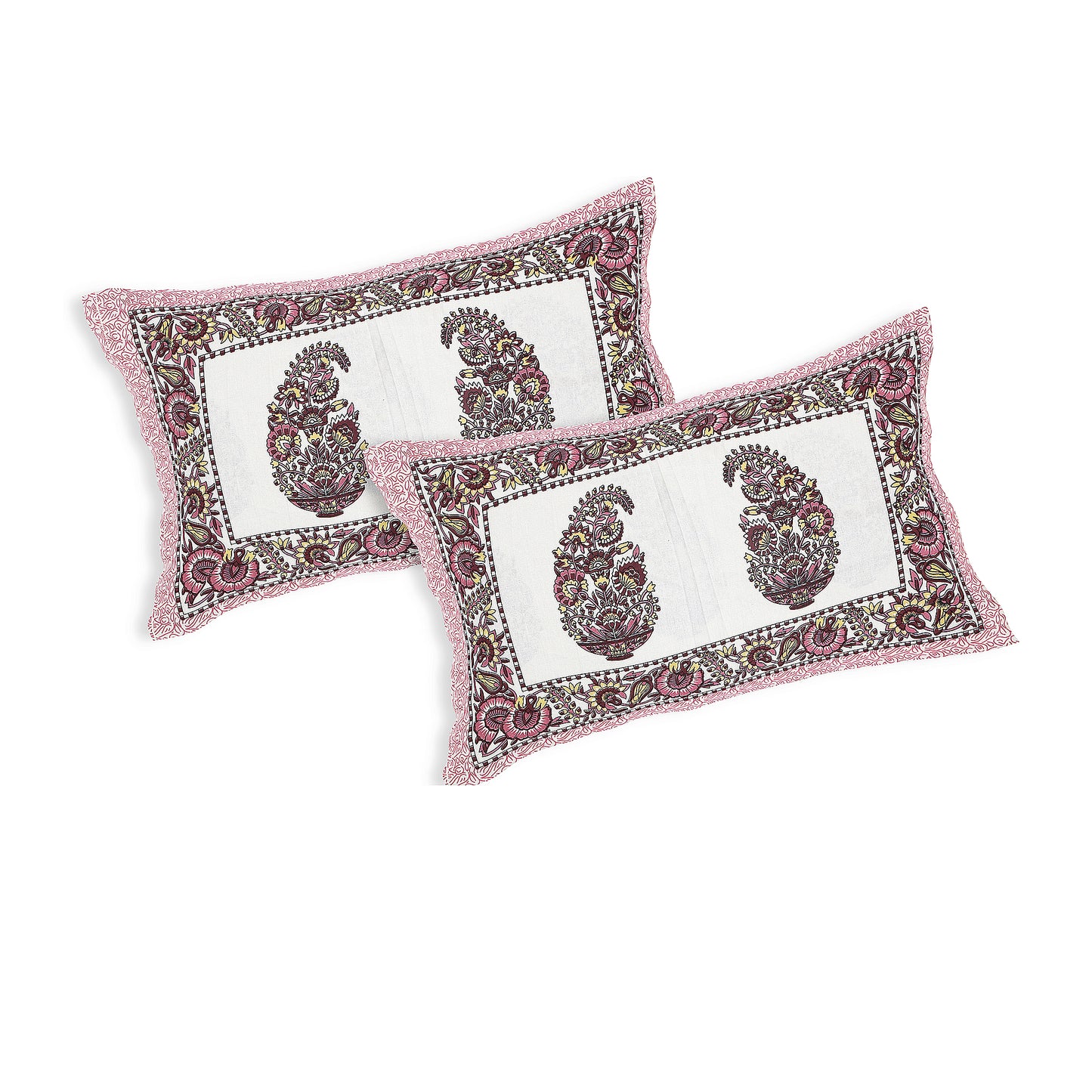 Haveli Charm – Premium Cotton Jaipuri Printed Double Bedsheet with 2 Pillow Covers