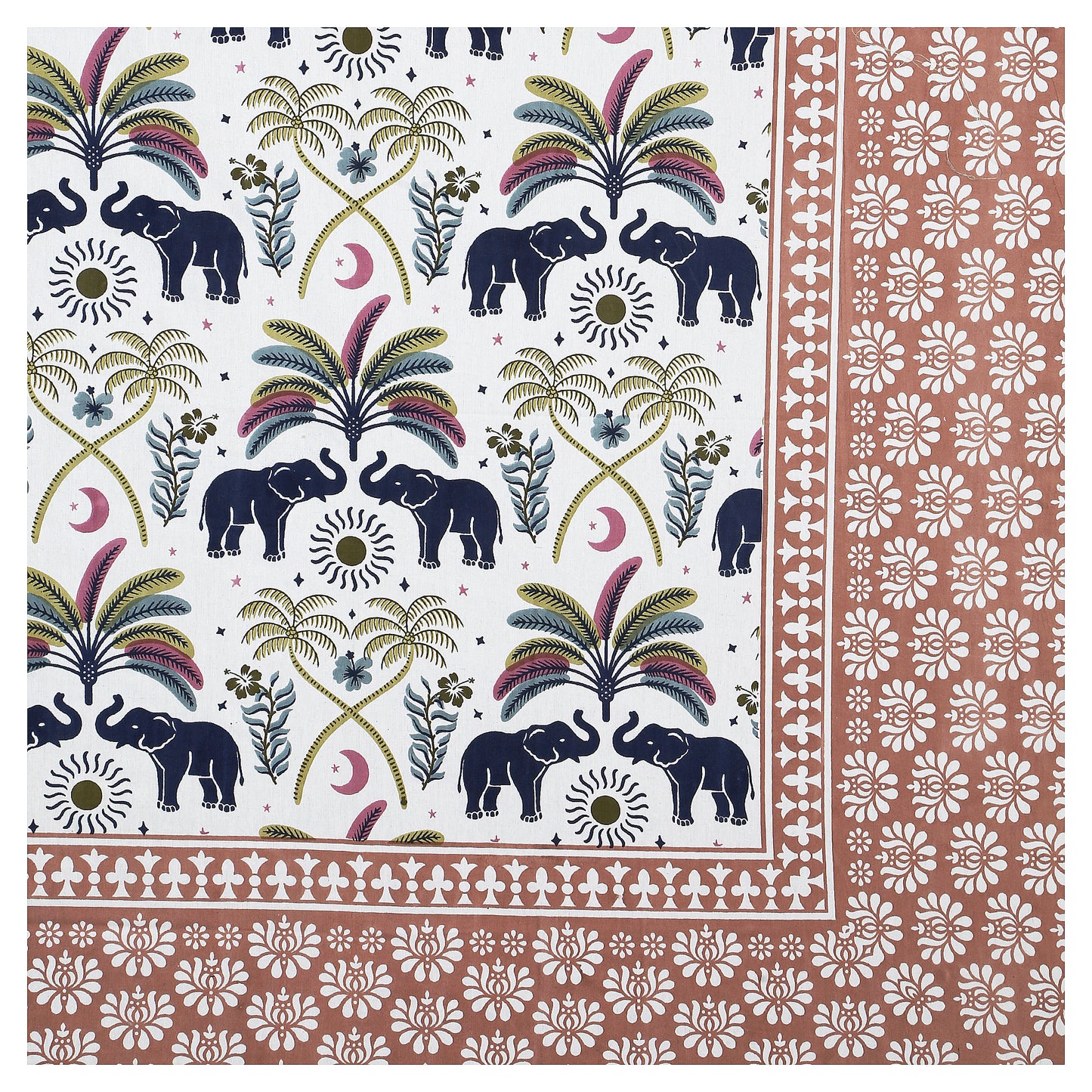 Mystic Mandala Elephant – Premium Cotton Jaipuri Printed Double Bedsheet with 2 Pillow Covers