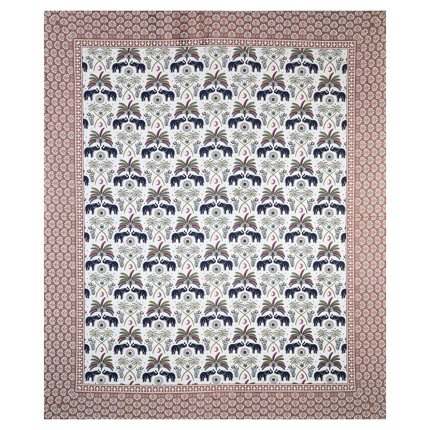Mystic Mandala Elephant – Premium Cotton Jaipuri Printed Double Bedsheet with 2 Pillow Covers