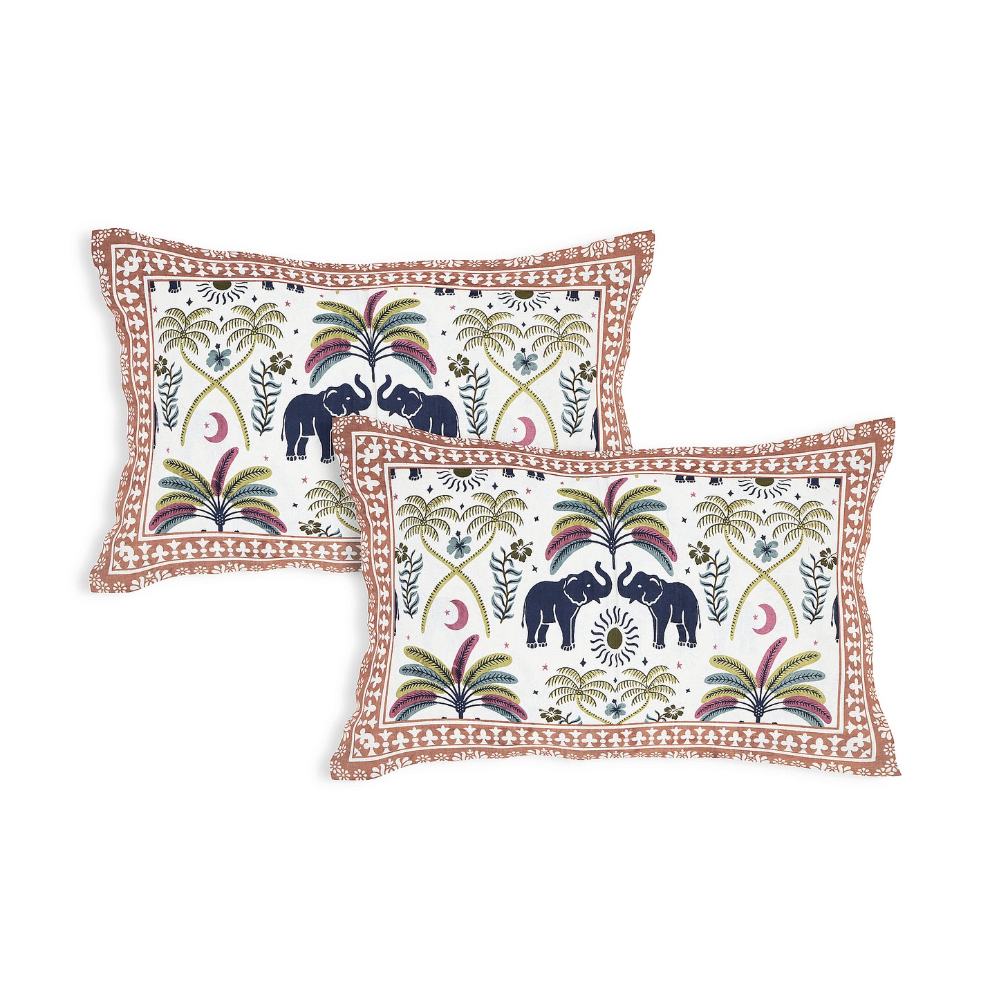 Mystic Mandala Elephant – Premium Cotton Jaipuri Printed Double Bedsheet with 2 Pillow Covers