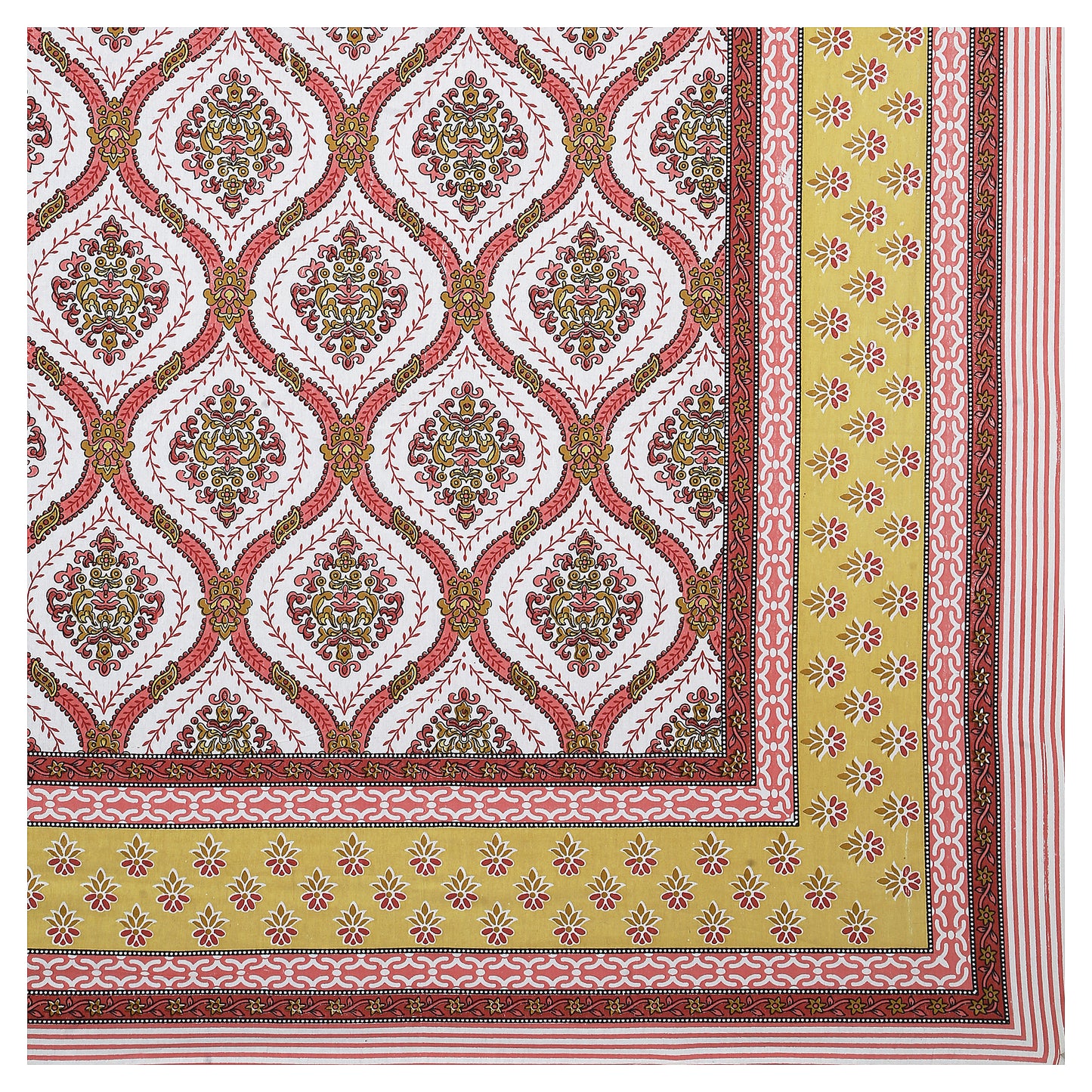 Gulbahar Grace – Premium Cotton Jaipuri Printed Double Bedsheet with 2 Pillow Covers