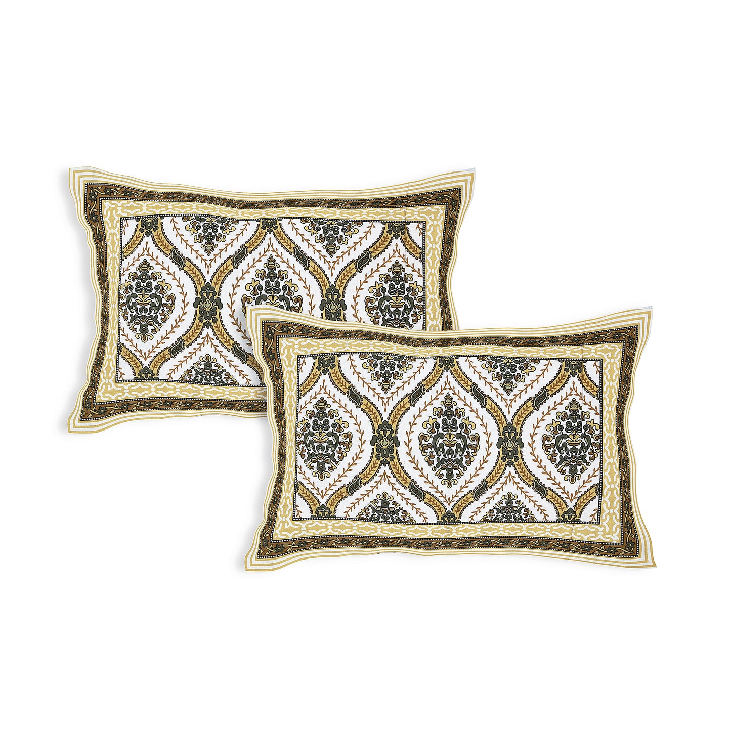 Jasmine Trail – Premium Cotton Jaipuri Printed Double Bedsheet with 2 Pillow Covers