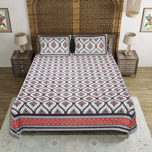 Lotus Charm – Premium Cotton Jaipuri Printed Double Bedsheet with 2 Pillow Covers