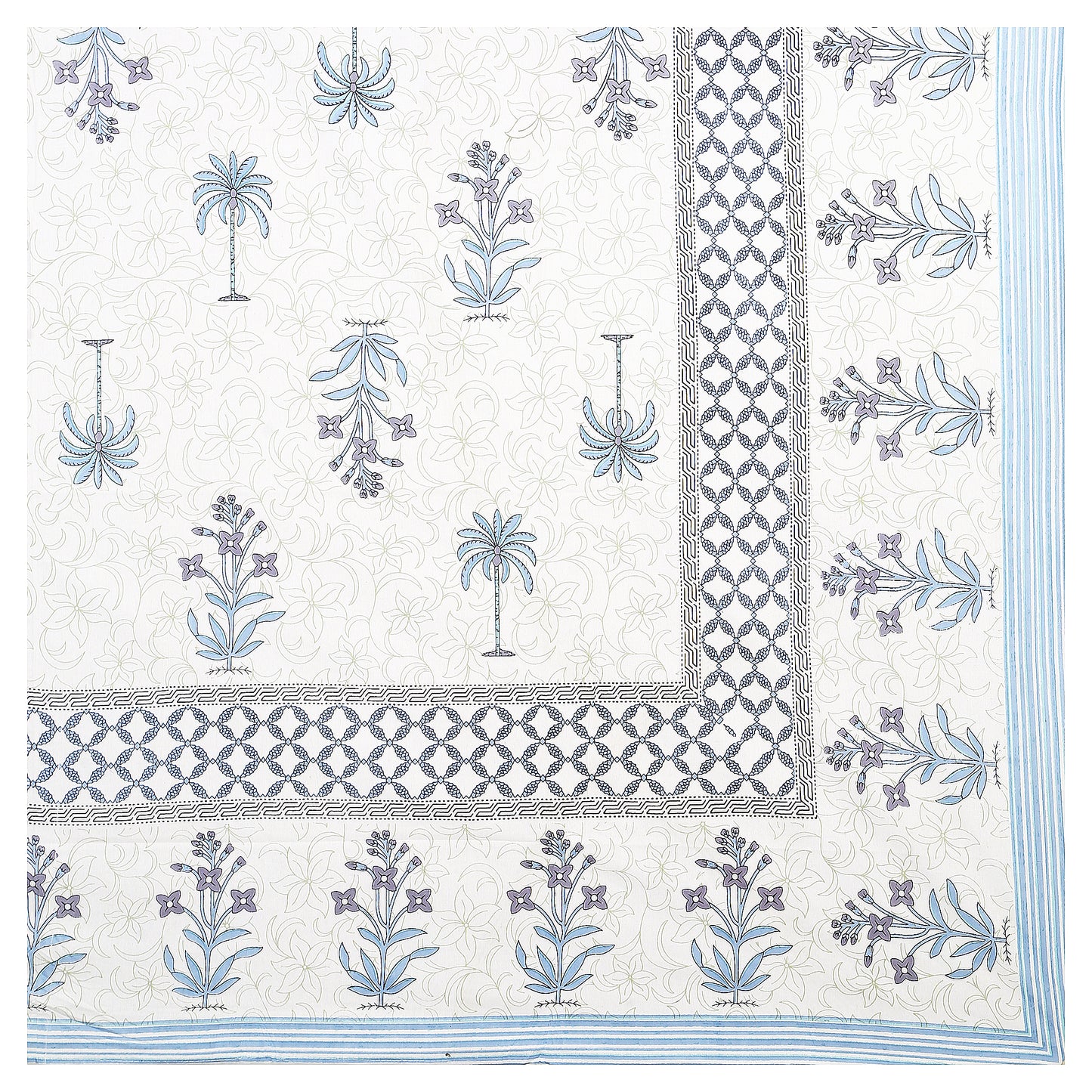 Palm Court – Premium Cotton Jaipuri Printed Double Bedsheet with 2 Pillow Covers