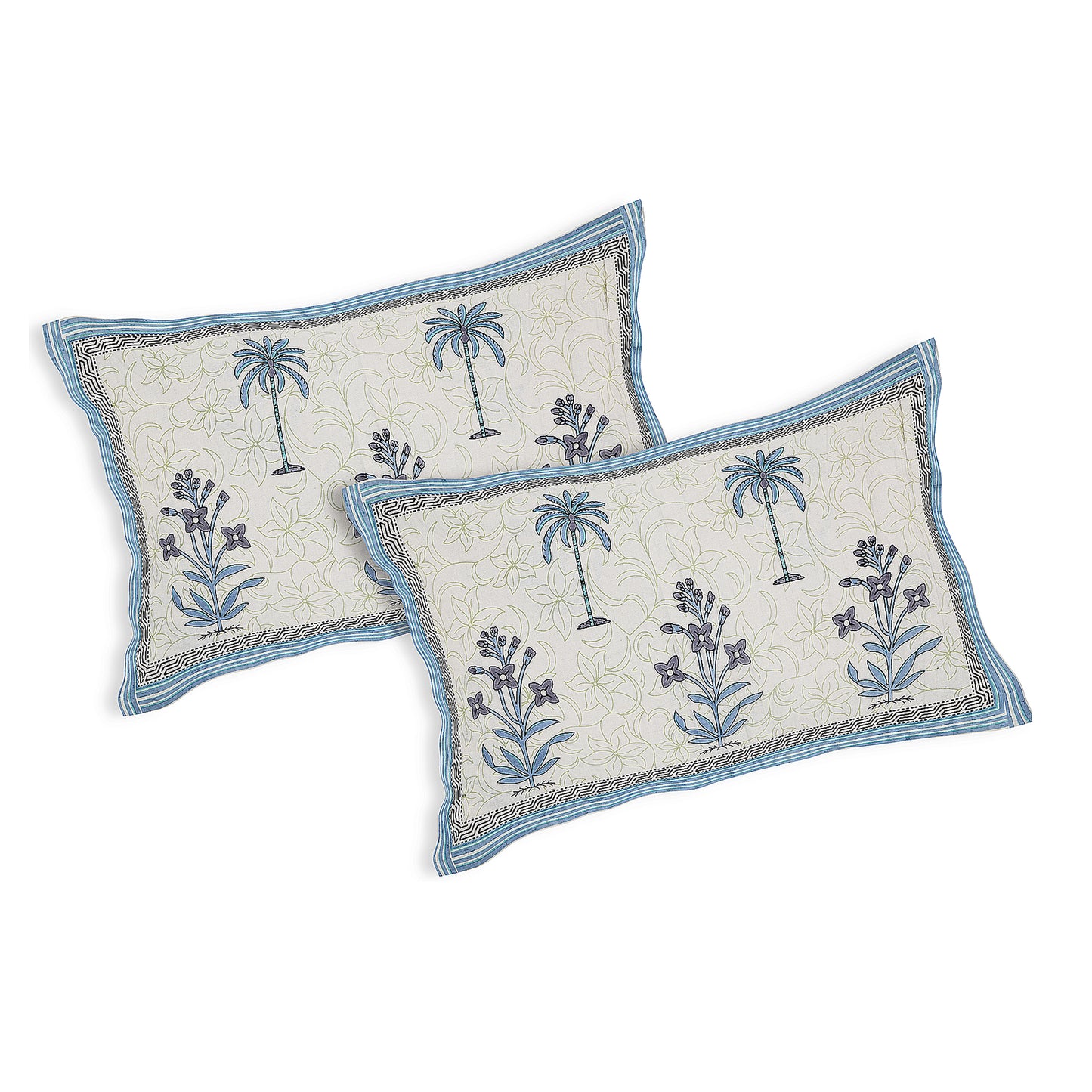 Palm Court – Premium Cotton Jaipuri Printed Double Bedsheet with 2 Pillow Covers