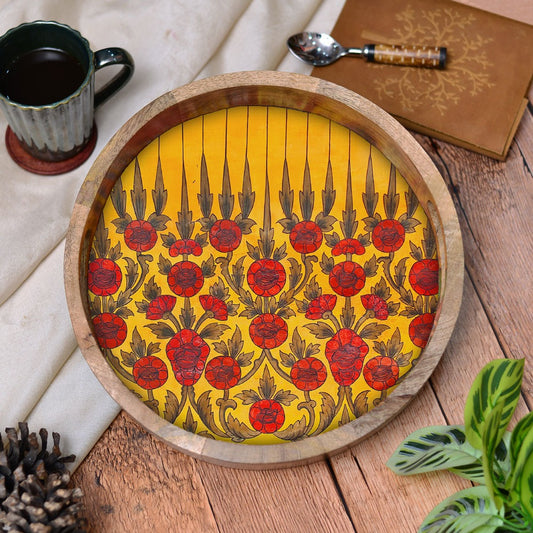 Floral Crest Round Tray