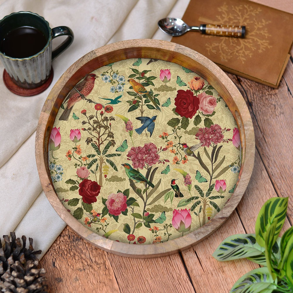 Aviary Bloom Round Tray