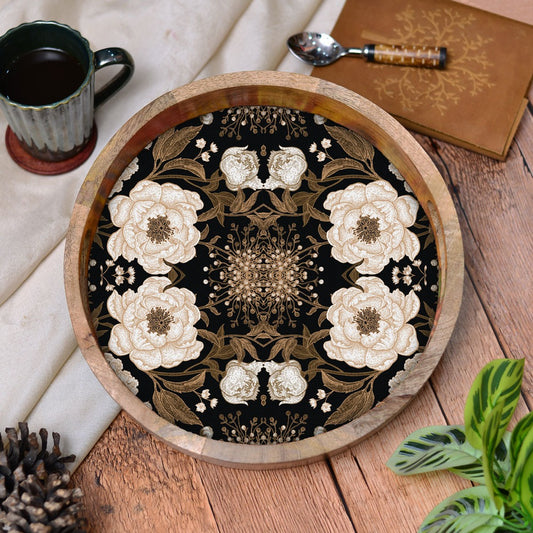 Midnight Botanica Round Tray