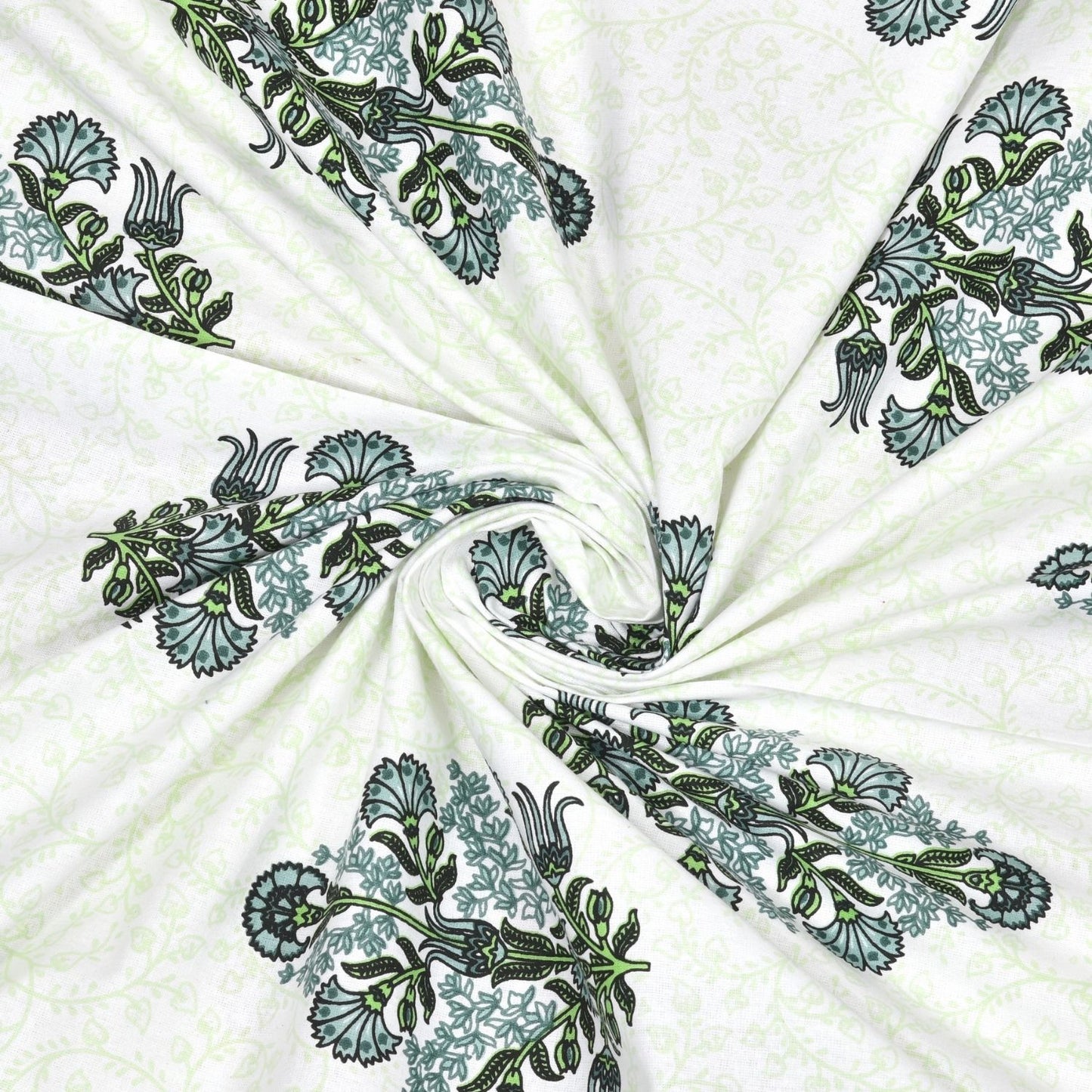 Floral Harmony Sanganeri Single Bedsheet with 1 Pillow Cover Printed Flat Bed Sheet (60" x 90")
