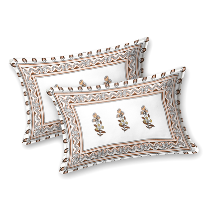 Kalakriti Mogra Mehfil Pure Cotton Double Bedsheet with 2 Pillow Covers