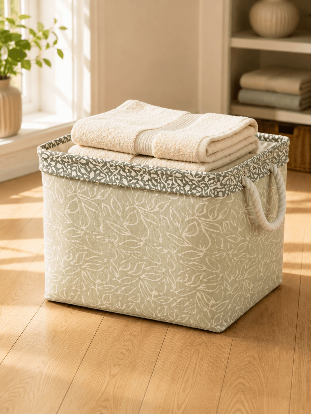 Leaf Print Laundry & Storage Basket