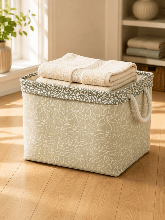 Leaf Print Laundry & Storage Basket