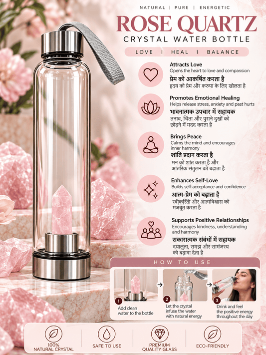 Rose Quartz Crystal Water Bottle