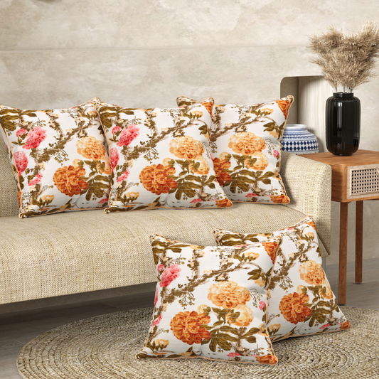 Autumn Garden Anokhi Cotton Cushion Covers - 16x16 Inches