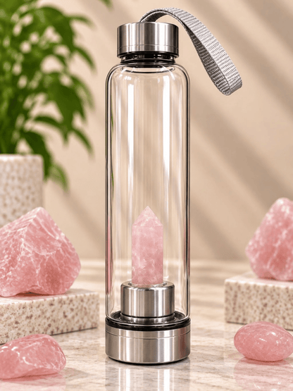 Rose Quartz Crystal Water Bottle