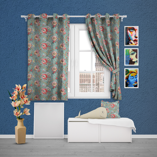AZURE PETALS ANOKHI HOME WINDOW CURTAIN 5 feet Long x 3.75 Width