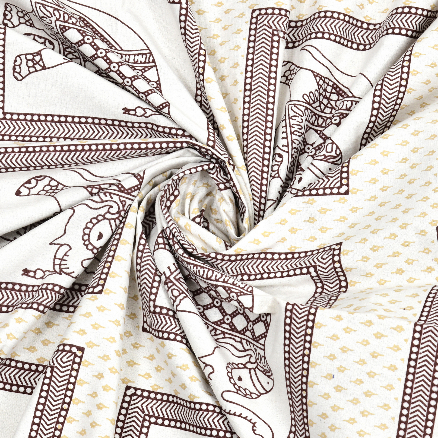 Kalakriti Mughal Caravan Pure Cotton Double Bedsheet with 2 Pillow Covers