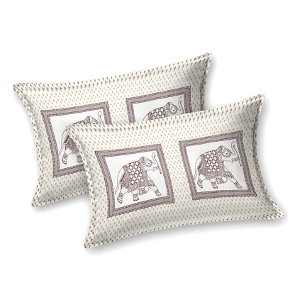Kalakriti Mughal Caravan Pure Cotton Double Bedsheet with 2 Pillow Covers