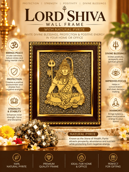 Lord Shiva Frame with Natural Pyrite