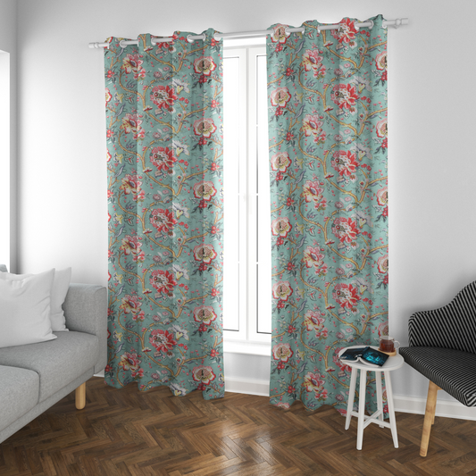 AZURE PETALS ANOKHI HOME WINDOW CURTAIN 7 FEET LONG X 3.75 WIDTH