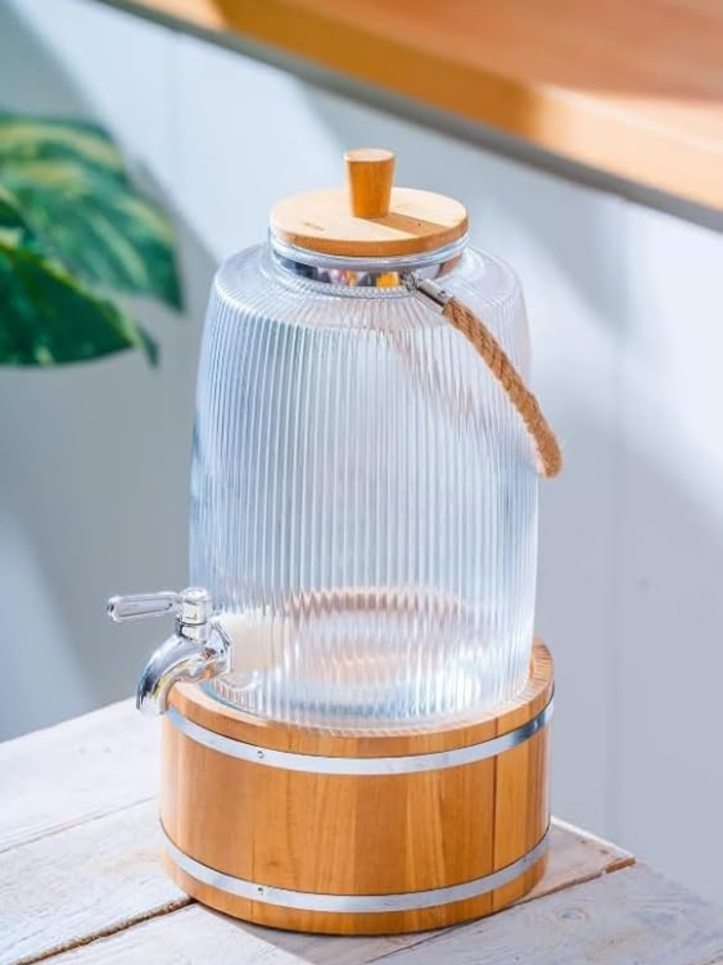 Vintage Ribbed Glass Dispenser (3 L)