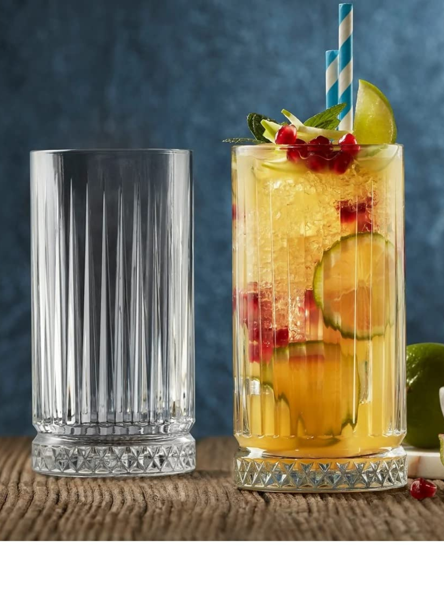 Crystal Tall Ribbed Glass Set Of 6 (435 ML)