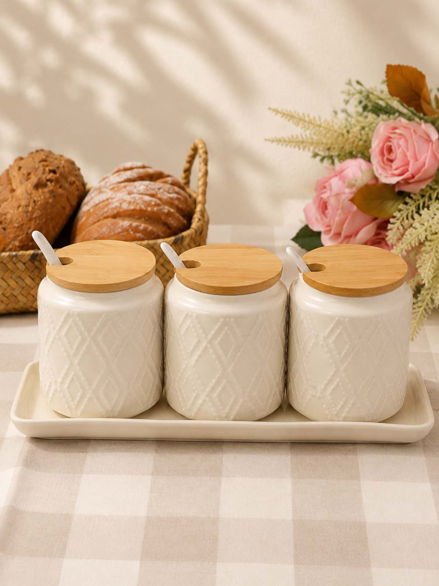 Ivory Diamond Spice Jar Set