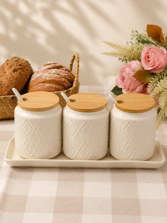 Ivory Diamond Spice Jar Set
