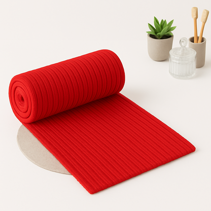 Crimson Red - Solid Waffle Cotton Soft Towel Set : 1 Bath Towel and 2 Hand Towels