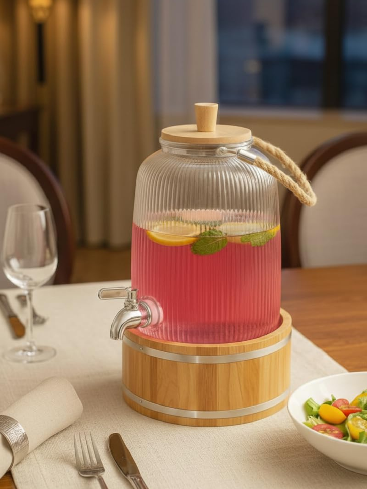 Vintage Ribbed Glass Dispenser (3 L)