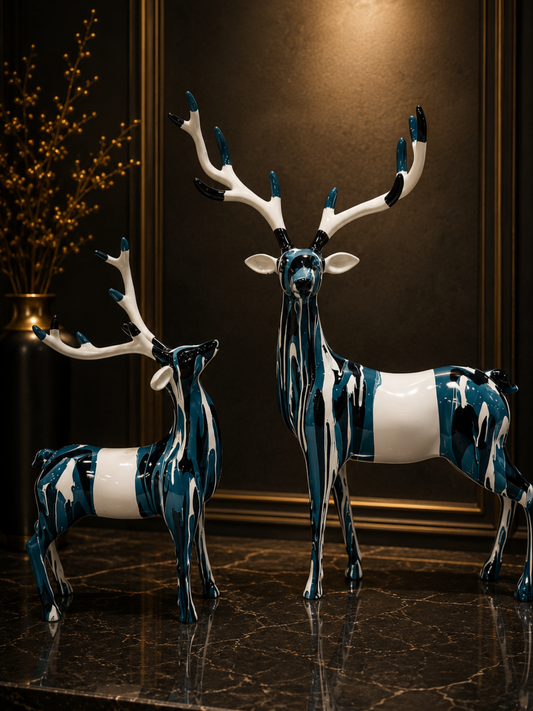 Ocean Blue Deer Figurine Set