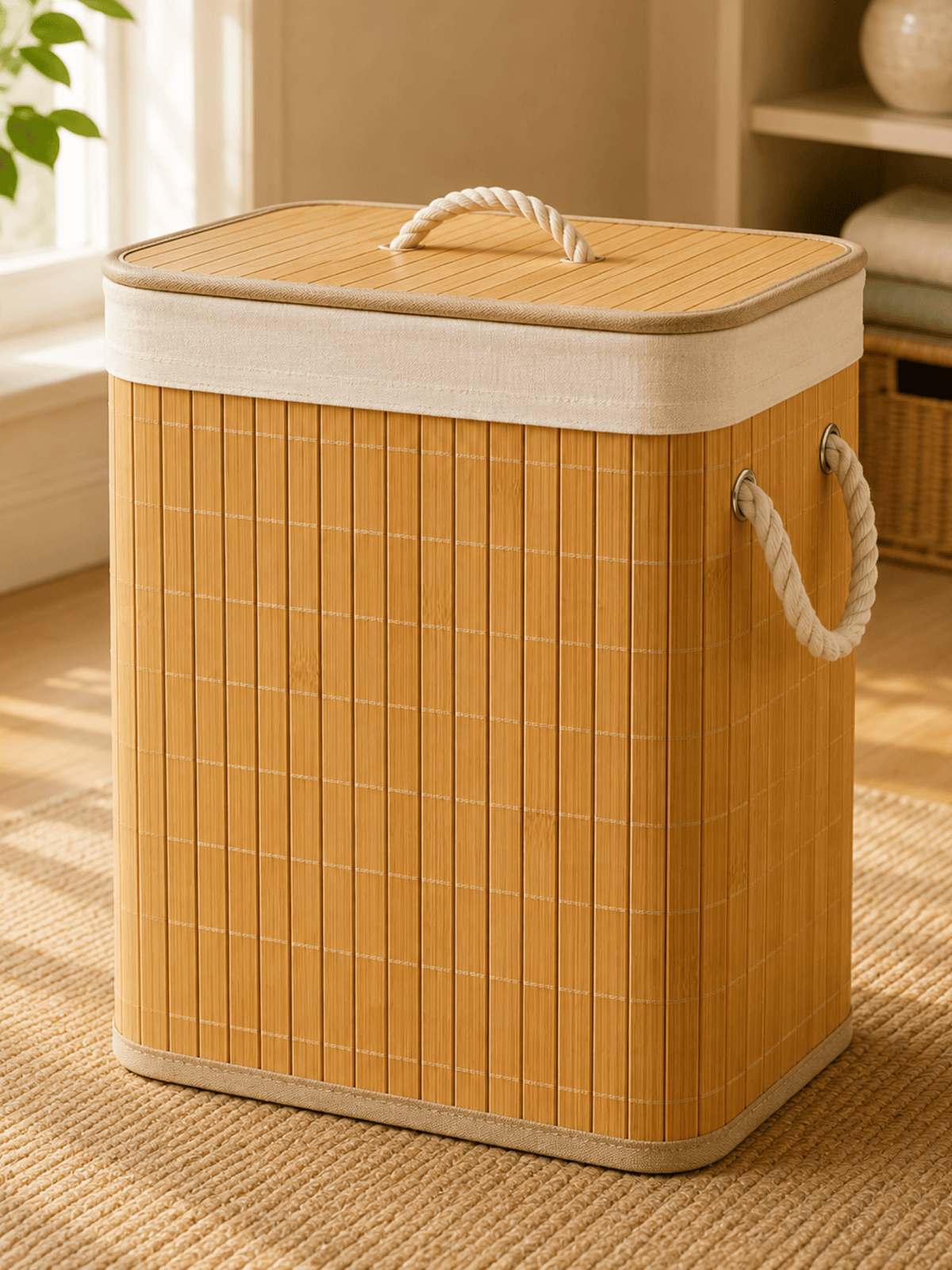 Sunlit Bamboo Laundry Basket