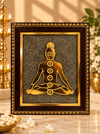 Chakra Meditation Frame with Natural Pyrite
